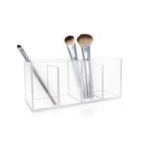 4-Compartment Clear Acrylic Organizer- Makeup Brush Holder  Office, Bathroom, Kitchen Supplies